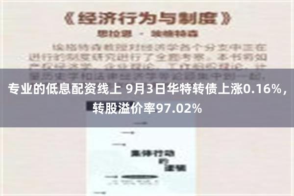 专业的低息配资线上 9月3日华特转债上涨0.16%，转股溢价率97.02%