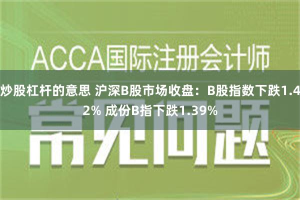 炒股杠杆的意思 沪深B股市场收盘：B股指数下跌1.42% 成份B指下跌1.39%