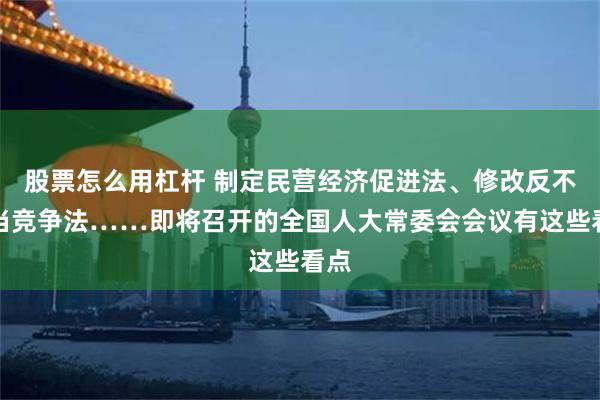 股票怎么用杠杆 制定民营经济促进法、修改反不正当竞争法……即将召开的全国人大常委会会议有这些看点